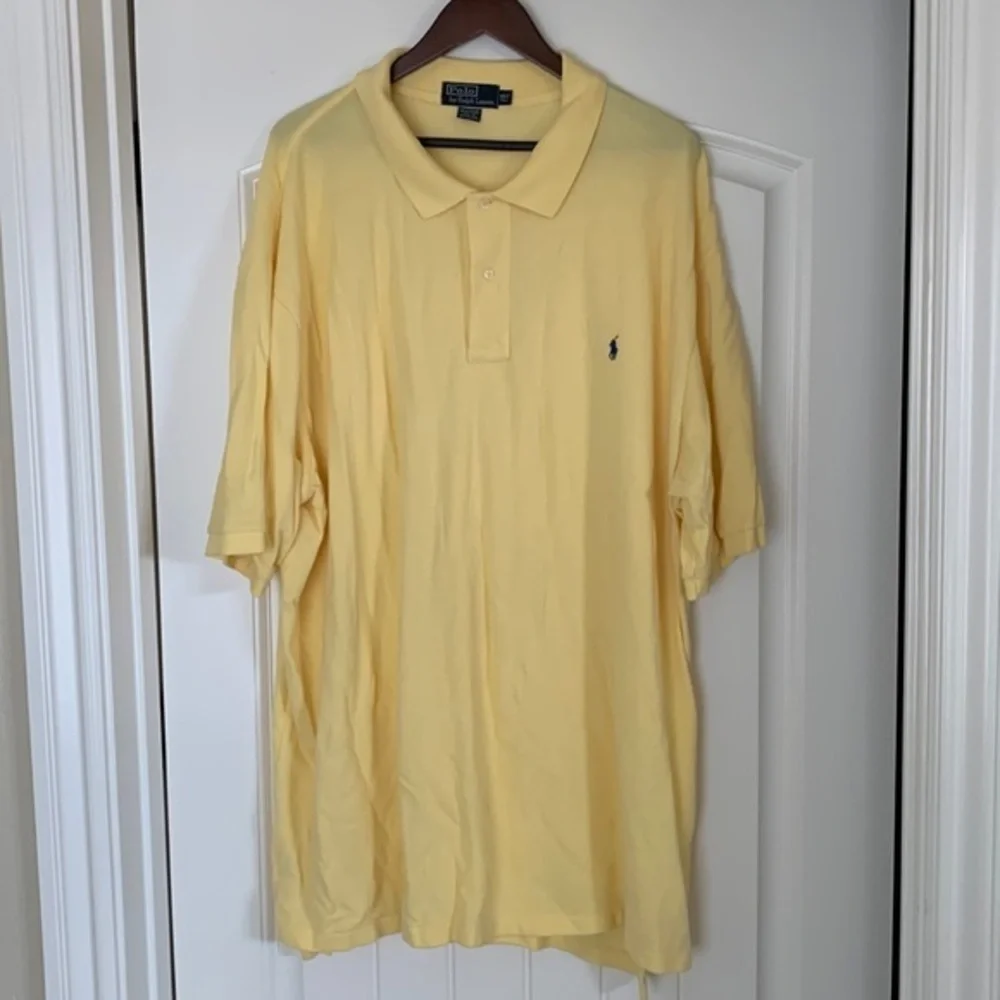 Polo Ralph Lauren Mens 4XLT Big Tall Short Sleeve Pique‎ Polo Shirt Yellow Pony